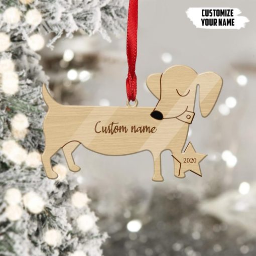 Gearhuman 3D Dachshund 2020 Custom Name Christmas Ornament GV291030 Ornament Acrylic 1Pc