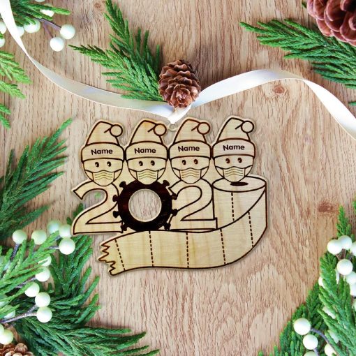 Gearhumans 3D Family Of 4 Mask Toilet Paper 2020 Christmas Ornament Custom Name 1 Gearhuman 3D Family Of 4 Mask Toilet Paper 2020 Christmas Ornament Custom Name GV221017 Ornament Acrylic 1Pc