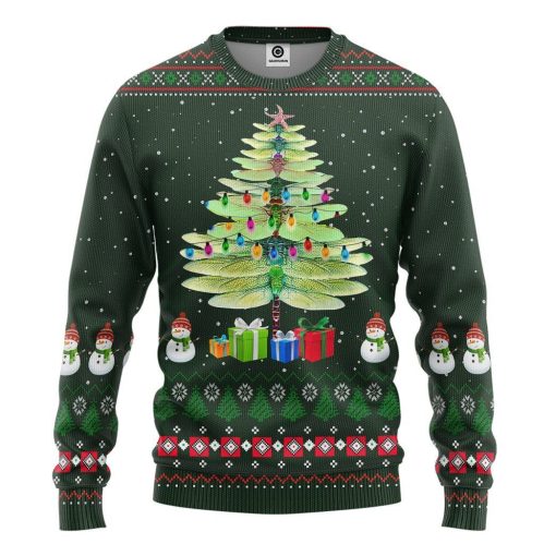 Gearhumans 3D Dragonfly Ugly Christmas Tree Custom Apparel 2 Gearhuman 3D Dragonfly Ugly Christmas Tree Custom Hoodie Apparel GN0911203 3D Apparel Long Sleeve S