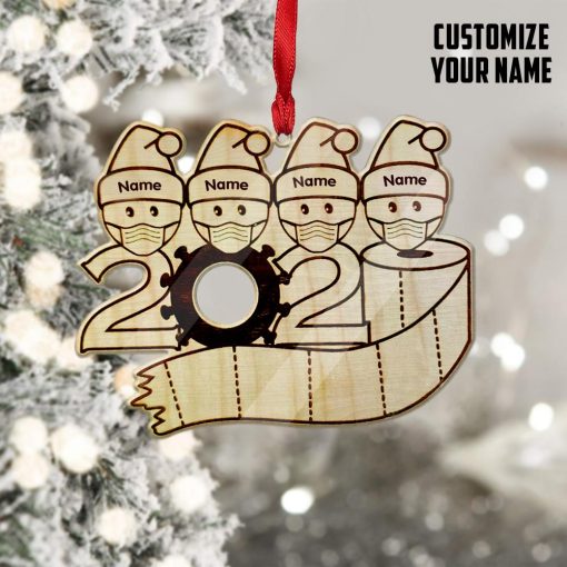 Gearhumans 3D Family Of 4 Mask Toilet Paper 2020 Christmas Ornament Custom Name 2 Gearhuman 3D Family Of 4 Mask Toilet Paper 2020 Christmas Ornament Custom Name GV221017 Ornament
