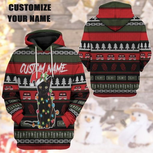 Gearhuman 3D Custom Black Cat Ugly Christmas Tshirt Hoodie Apparel GB05111 3D Apparel