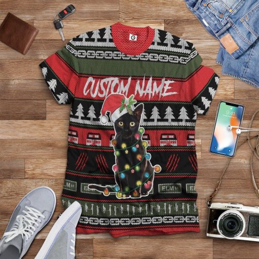 Gearhuman 3D Custom Black Cat Ugly Christmas Tshirt Hoodie Apparel GB05111 3D Apparel