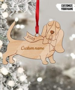 Gearhuman 3D Basset Hound 2020 Custom Name Christmas Ornament GV30106 Ornament Acrylic 1Pc