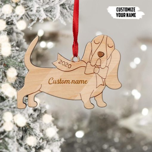 Gearhumans 3D Basset Hound 2020 Custom Name Christmas Ornament 2 Gearhuman 3D Basset Hound 2020 Custom Name Christmas Ornament GV30106 Ornament Acrylic 1Pc