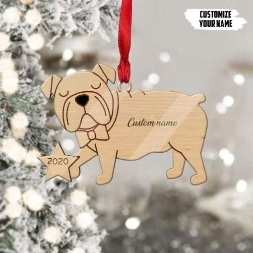 Gearhuman 3D Bulldog 2020 Custom Name Christmas Ornament GV29109 Ornament Acrylic 1Pc