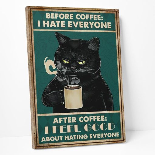 Gearhuman 3D Before Coffee Black Cat Canvas GB080313 Canvas