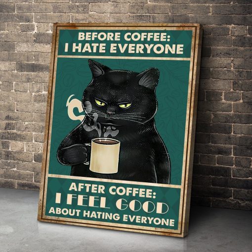 Gearhuman 3D Before Coffee Black Cat Canvas GB080313 Canvas