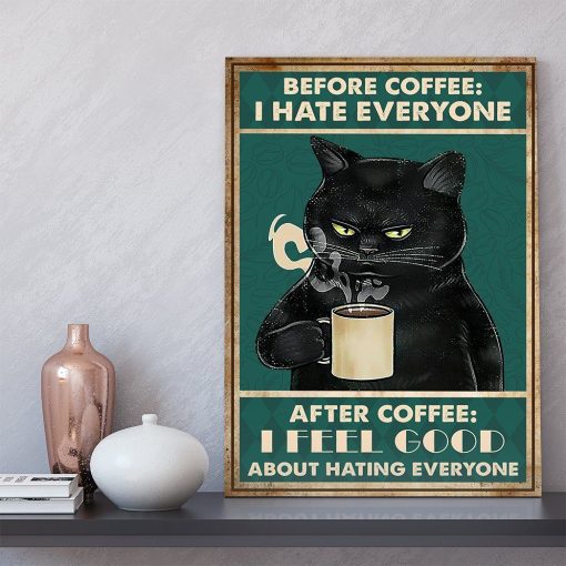 Gearhuman 3D Before Coffee Black Cat Canvas GB080313 Canvas