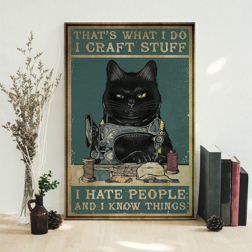 Gearhuman 3D I Hate People Black Cat Canvas GB08039 Canvas