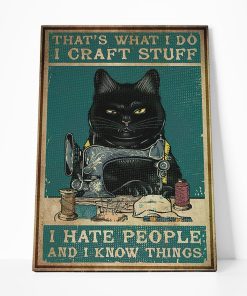 Gearhuman 3D I Hate People Black Cat Canvas GB08039 Canvas 1 Piece Non Frame M