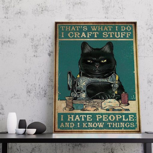 Gearhuman 3D I Hate People Black Cat Canvas GB08039 Canvas