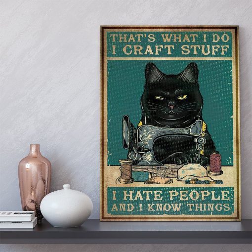 Gearhuman 3D I Hate People Black Cat Canvas GB08039 Canvas