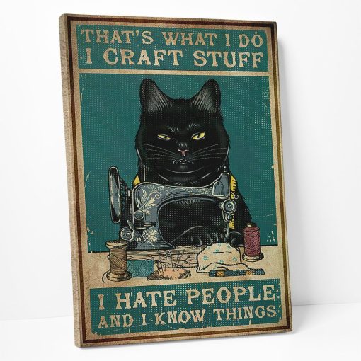 Gearhuman 3D I Hate People Black Cat Canvas GB08039 Canvas