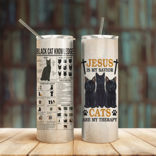 Gearhuman 3D Black Cats Are My Therapy Tumbler GB02031 Tumbler