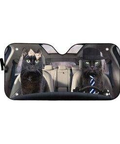 Gearhumans Gearhuman 3D Black Cat Couple Auto Car Sunshade GV17034 Auto Sunshade 57''x27.5''
