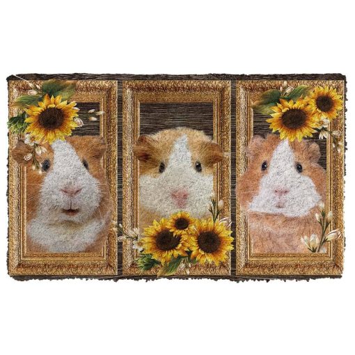 Gearhumans 3D Guine Pig Sunflower Doormat 2 Gearhuman 3D Guine Pig Sunflower Doormat GB03032 Doormat Doormat S(15,8''x23,6'')
