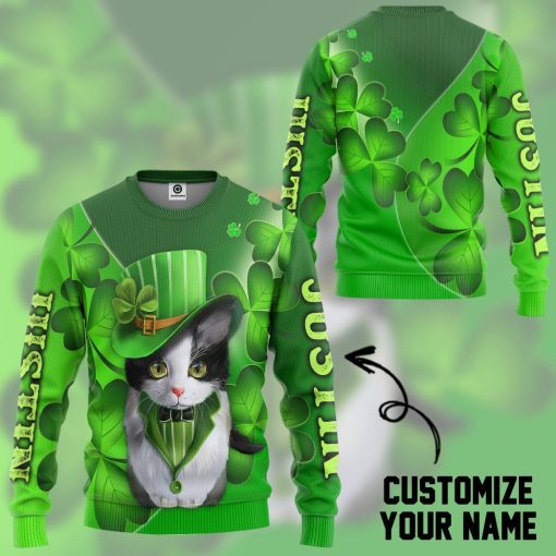 Gearhuman 3D St Patrick Day Black Cat Custom Name Tshirt Hoodie Apparel GB190214 3D Apparel