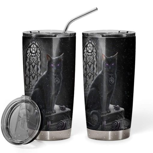 Gearhumans Gearhuman 3D Black Cat Custom Design Vacuum Insulated Tumbler GL030817 Tumbler