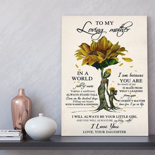 Gearhumans Gearhuman 3D Happy Mothers Day Gift Sunflower Mother Custom Name Canvas GO25041 Canvas