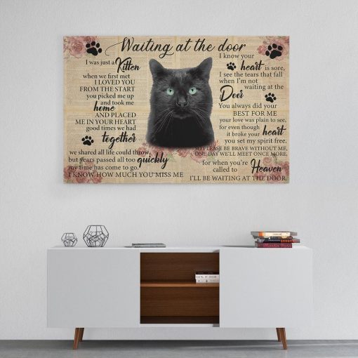 Gearhuman 3D Waiting At The Door Black Cat Custom Canvas GB250118 Canvas