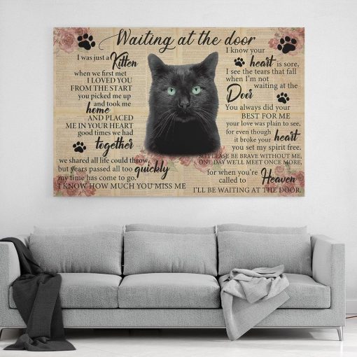 Gearhuman 3D Waiting At The Door Black Cat Custom Canvas GB250118 Canvas