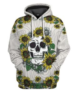 Gearhumans 3D Sunflower Skull Custom Tshirt Hoodie Appaprel GW020419 3D Apparel Hoodie S