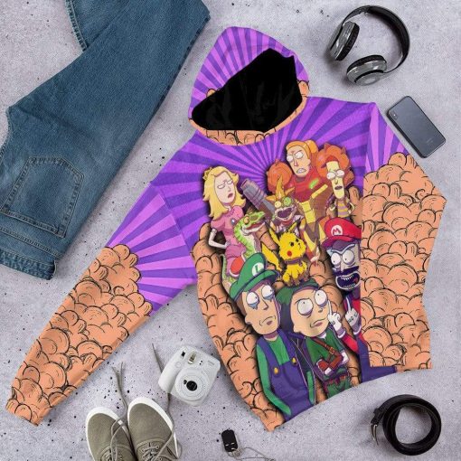 Gearhuman 3D Rick And Morty Mario Brother Custom Hoodie Apparel GW310723 3D Custom Fleece Hoodies