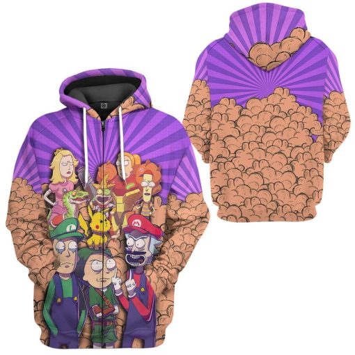 Gearhuman 3D Rick And Morty Mario Brother Custom Hoodie Apparel GW310723 3D Custom Fleece Hoodies