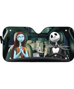 gearhumans 3D Jack Skellington Family Halloween Custom Car Auto Sunshade GV20084 Auto Sunshade 57''x27.5''