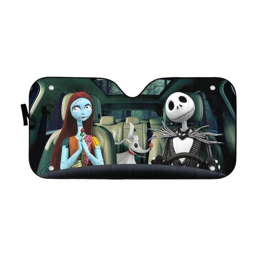 gearhumans 3D Jack Skellington Family Halloween Custom Car Auto Sunshade GV20084 Auto Sunshade 57''x27.5''