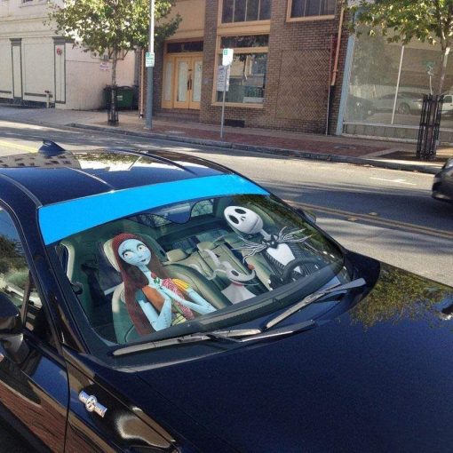 gearhumans 3D Jack Skellington Family Halloween Custom Car Auto Sunshade GV20084 Auto Sunshade