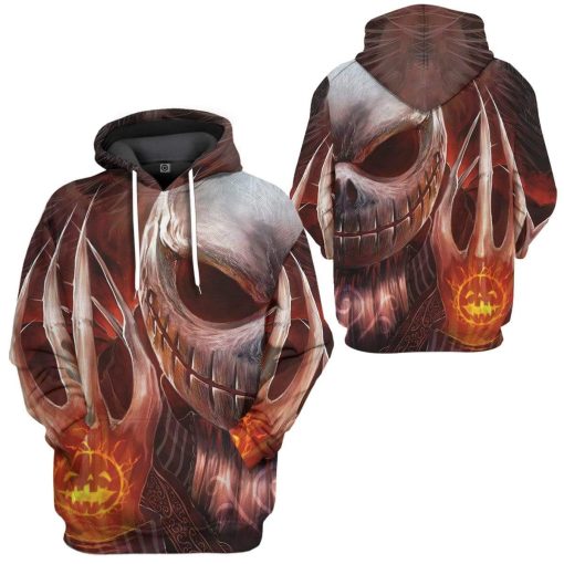 Gearhuman 3D Jack Skellington Pumpkin Halloween Custom Hoodie Apparel GV20086 3D Custom Fleece Hoodies