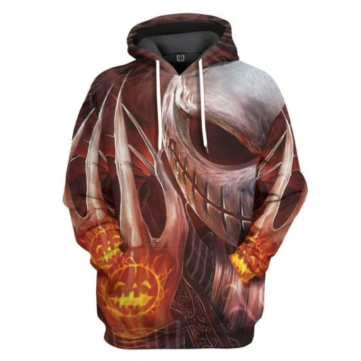 Gearhuman 3D Jack Skellington Pumpkin Halloween Custom Hoodie Apparel GV20086 3D Custom Fleece Hoodies Hoodie S