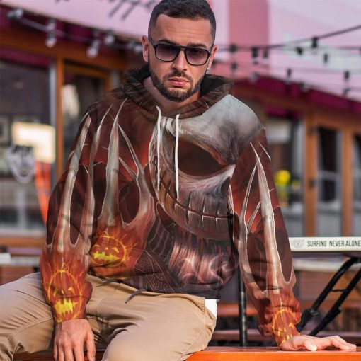 Gearhuman 3D Jack Skellington Pumpkin Halloween Custom Hoodie Apparel GV20086 3D Custom Fleece Hoodies