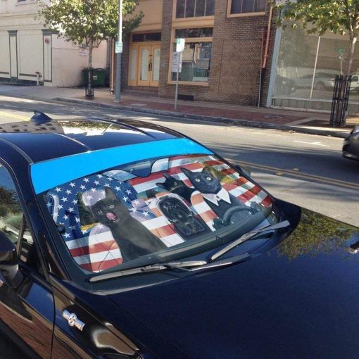 Gearhumans 3D Black Cat Family America Custom Car Auto Sunshade 5 gearhumans 3D Black Cat Family America Custom Car Auto Sunshade GL06073 Auto Sunshade