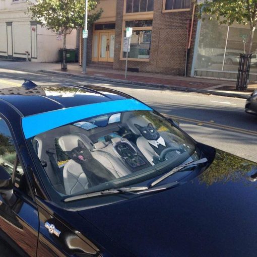 gearhumans 3D Black Cat Family Custom Car Auto Sunshade GL06072 Auto Sunshade