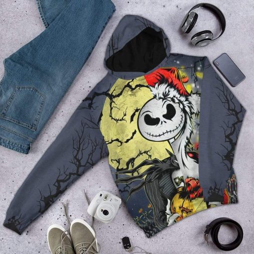 Gearhuman 3D Jack Skellington Halloween And Grinch Christmas Custom Hoodie Apparel GV20083 3D Custom Fleece Hoodies
