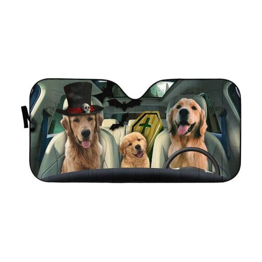 gearhumans 3D Halloween Golden Retriever Custom Car Auto Sunshade GL240814 Auto Sunshade 57''x27.5''