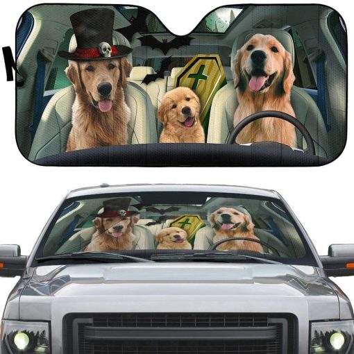 gearhumans 3D Halloween Golden Retriever Custom Car Auto Sunshade GL240814 Auto Sunshade