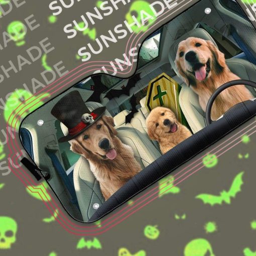 gearhumans 3D Halloween Golden Retriever Custom Car Auto Sunshade GL240814 Auto Sunshade
