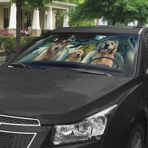 gearhumans 3D Halloween Golden Retriever Custom Car Auto Sunshade GL240814 Auto Sunshade