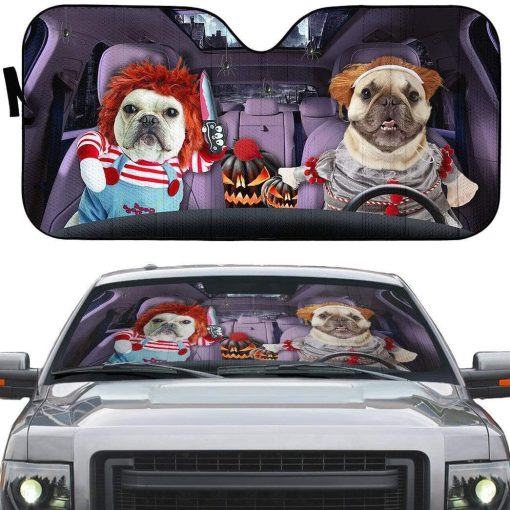 gearhumans 3D Halloween Bulldog Cosplay Custom Car Auto Sunshade GW18085 Auto Sunshade