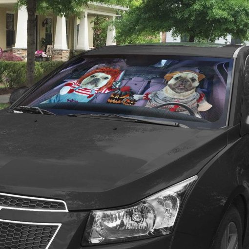gearhumans 3D Halloween Bulldog Cosplay Custom Car Auto Sunshade GW18085 Auto Sunshade