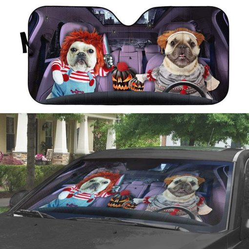 gearhumans 3D Halloween Bulldog Cosplay Custom Car Auto Sunshade GW18085 Auto Sunshade