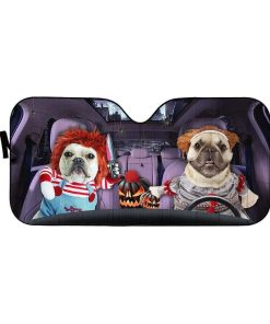 gearhumans 3D Halloween Bulldog Cosplay Custom Car Auto Sunshade GW18085 Auto Sunshade 57''x27.5''