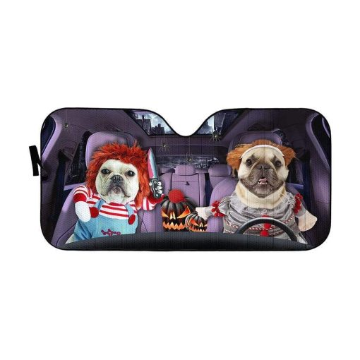 gearhumans 3D Halloween Bulldog Cosplay Custom Car Auto Sunshade GW18085 Auto Sunshade 57''x27.5''