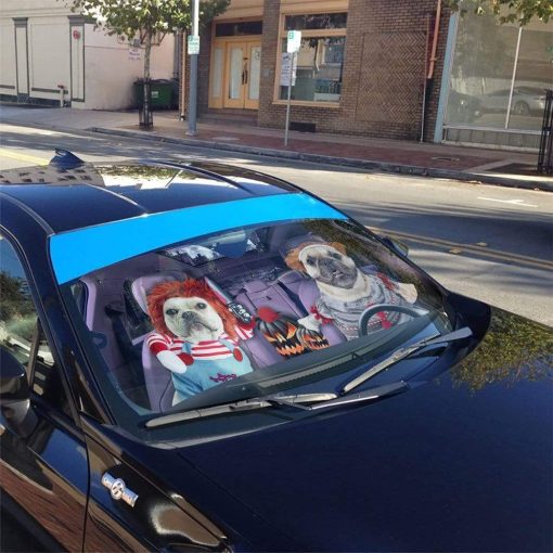 gearhumans 3D Halloween Bulldog Cosplay Custom Car Auto Sunshade GW18085 Auto Sunshade