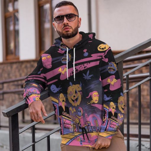 Gearhuman 3D Rick And Morty Halloween Custom Hoodie Apparel GW25088 3D Custom Fleece Hoodies