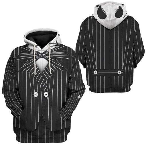 Gearhuman 3D Jack Skellington Halloween Cosplay Custom Hoodie Apparel GV21084 3D Custom Fleece Hoodies