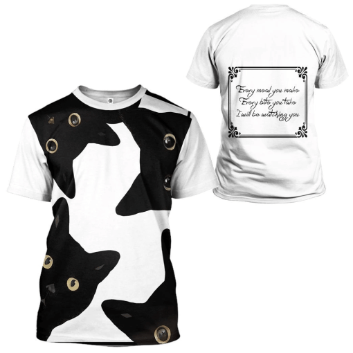 Gearhuman 3D Funny Stealthy Black Cat Custom Shirt GR21129 3D Apparel